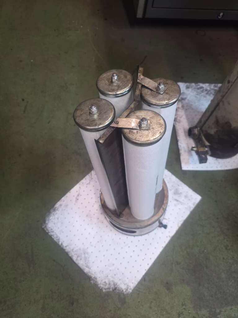 All oil separator elements replaced as part of major maintenance on 30 kW air compressor